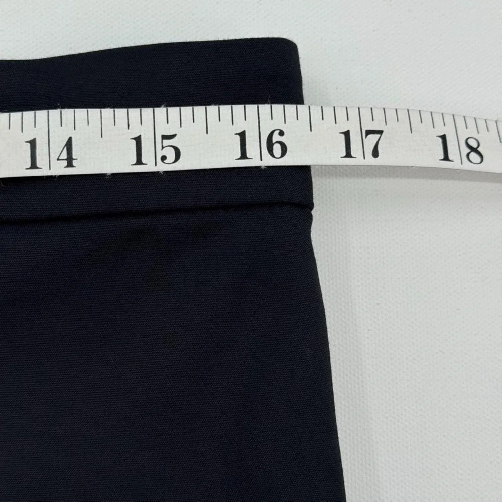 COS Pencil Skirt Navy Blue Midi Back Slit Stretch Cotton 10 Minimalist Quiet Lux